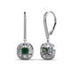 1 - Blossom Iris Princess Cut Created Alexandrite and Baguette Diamond Halo Dangling Earrings 