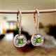 2 - Blossom Iris Princess Cut Peridot and Baguette Diamond Halo Dangling Earrings 
