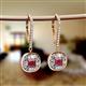 2 - Blossom Iris Princess Cut Rhodolite Garnet and Baguette Diamond Halo Dangling Earrings 