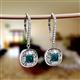 2 - Blossom Iris Princess Cut London Blue Topaz and Baguette Diamond Halo Dangling Earrings 