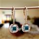 2 - Blossom Iris Princess Cut London Blue Topaz and Baguette Diamond Halo Dangling Earrings 