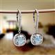 2 - Blossom Iris Princess Cut Aquamarine and Baguette Diamond Halo Dangling Earrings 