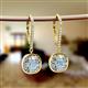 2 - Blossom Iris Princess Cut Aquamarine and Baguette Diamond Halo Dangling Earrings 