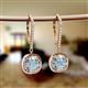 2 - Blossom Iris Princess Cut Aquamarine and Baguette Diamond Halo Dangling Earrings 