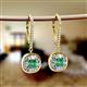 2 - Blossom Iris Princess Cut Emerald and Baguette Diamond Halo Dangling Earrings 