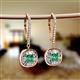 2 - Blossom Iris Princess Cut Emerald and Baguette Diamond Halo Dangling Earrings 