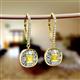 2 - Blossom Iris Princess Cut Yellow Sapphire and Baguette Diamond Halo Dangling Earrings 