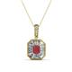 1 - Pamela Iris 0.73 ctw Emerald Cut Ruby and Baguette Diamond Milgrain Halo Pendant Necklace 