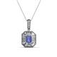 1 - Pamela Iris 0.70 ctw Emerald Cut Tanzanite and Baguette Diamond Milgrain Halo Pendant Necklace 