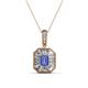 1 - Pamela Iris 0.70 ctw Emerald Cut Tanzanite and Baguette Diamond Milgrain Halo Pendant Necklace 