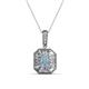 1 - Pamela Iris 0.68 ctw Emerald Cut Aquamarine and Baguette Diamond Milgrain Halo Pendant Necklace 