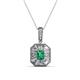 1 - Pamela Iris 0.68 ctw Emerald Cut Emerald and Baguette Diamond Milgrain Halo Pendant Necklace 