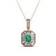 1 - Pamela Iris 0.68 ctw Emerald Cut Emerald and Baguette Diamond Milgrain Halo Pendant Necklace 