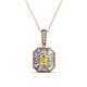 1 - Pamela Iris 0.73 ctw Emerald Cut Yellow Sapphire and Baguette Diamond Milgrain Halo Pendant Necklace 