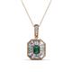 1 - Pamela Iris 0.80 Emerald Cut Lab Created Alexandrite and Baguette Diamond Milgrain Halo Pendant Necklace 