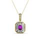 1 - Pamela Iris 0.71 ctw Emerald Cut Amethyst and Baguette Diamond Milgrain Halo Pendant Necklace 