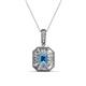 1 - Pamela Iris 0.80 ctw Emerald Cut Blue Topaz and Baguette Diamond Milgrain Halo Pendant Necklace 