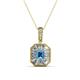 1 - Pamela Iris 0.80 ctw Emerald Cut Blue Topaz and Baguette Diamond Milgrain Halo Pendant Necklace 