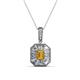 1 - Pamela Iris 0.71 ctw Emerald Cut Citrine and Baguette Diamond Milgrain Halo Pendant Necklace 