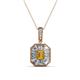 1 - Pamela Iris 0.71 ctw Emerald Cut Citrine and Baguette Diamond Milgrain Halo Pendant Necklace 