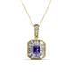 1 - Pamela Iris 0.68 ctw Emerald Cut Iolite and Baguette Diamond Milgrain Halo Pendant Necklace 