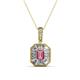 1 - Pamela Iris 0.78 ctw Emerald Cut Pink Tourmaline and Baguette Diamond Milgrain Halo Pendant Necklace 