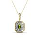 1 - Pamela Iris 0.78 ctw Emerald Cut Peridot and Baguette Diamond Milgrain Halo Pendant Necklace 