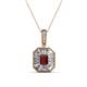 1 - Pamela Iris 0.83 ctw Emerald Cut Red Garnet and Baguette Diamond Milgrain Halo Pendant Necklace 
