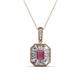 1 - Pamela Iris 0.83 ctw Emerald Cut Rhodolite Garnet and Baguette Diamond Milgrain Halo Pendant Necklace 