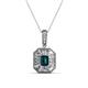 1 - Pamela Iris 0.80 ctw Emerald Cut London Blue Topaz and Baguette Diamond Milgrain Halo Pendant Necklace 