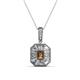 1 - Pamela Iris 0.78 ctw Emerald Cut Smoky Quartz and Baguette Diamond Milgrain Halo Pendant Necklace 