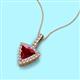 3 - Barbara Trillion Cut Lab Created Ruby and Round Diamond Halo Pendant Necklace 