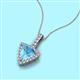 3 - Barbara Trillion Cut Blue Topaz and Round Diamond Halo Pendant Necklace 