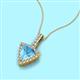 3 - Barbara Trillion Cut Blue Topaz and Round Diamond Halo Pendant Necklace 
