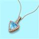 3 - Barbara Trillion Cut Blue Topaz and Round Diamond Halo Pendant Necklace 