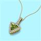 3 - Barbara Trillion Cut Peridot and Round Diamond Halo Pendant Necklace 