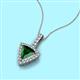 3 - Barbara Trillion Cut Lab Created Emerald and Round Diamond Halo Pendant Necklace 