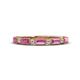 1 - Kelli 0.87 ctw Baguette Shape Pink Sapphire and Round Natural Diamond Milgrain Wedding Band 