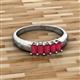 2 - Melina 5x3 mm Emerald Cut Ruby 5 Stone Thick Shank Wedding Band 