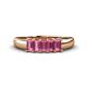 1 - Melina 5x3 mm Emerald Cut Pink Tourmaline 5 Stone Thick Shank Wedding Band 