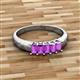 2 - Melina 5x3 mm Emerald Cut Amethyst 5 Stone Thick Shank Wedding Band 