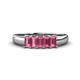 1 - Melina 5x3 mm Emerald Cut Pink Tourmaline 5 Stone Thick Shank Wedding Band 