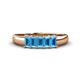 1 - Melina 5x3 mm Emerald Cut Blue Topaz 5 Stone Thick Shank Wedding Band 