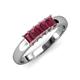 3 - Melina 5x3 mm Emerald Cut Rhodolite Garnet 5 Stone Thick Shank Wedding Band 