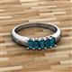 2 - Melina 5x3 mm Emerald Cut London Blue Topaz 5 Stone Thick Shank Wedding Band 