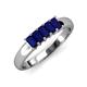 3 - Melina 5x3 mm Emerald Cut Blue Sapphire 5 Stone Thick Shank Wedding Band 
