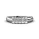 1 - Melina 5x3 mm Emerald Cut White Sapphire 5 Stone Thick Shank Wedding Band 