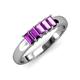 3 - Melina 5x3 mm Emerald Cut Amethyst 5 Stone Thick Shank Wedding Band 