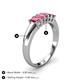 4 - Melina 5x3 mm Emerald Cut Pink Tourmaline 5 Stone Thick Shank Wedding Band 