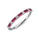 4 - Sarah Baguette Rhodolite Garnet and Round Lab Grown Diamond Wedding Band 